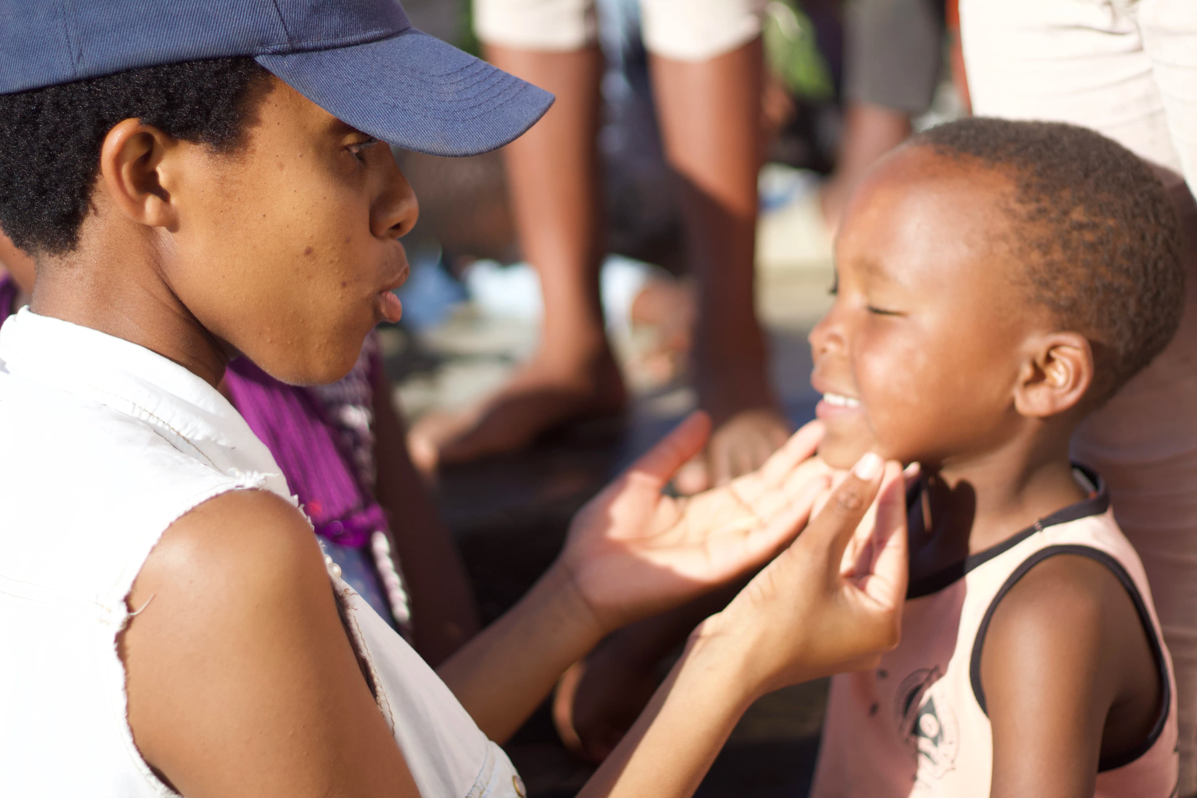 Woman caring for a child